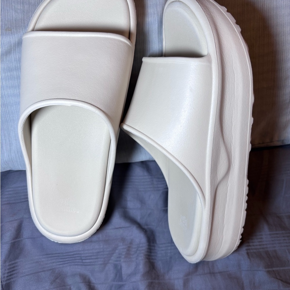 White Slide Sandals